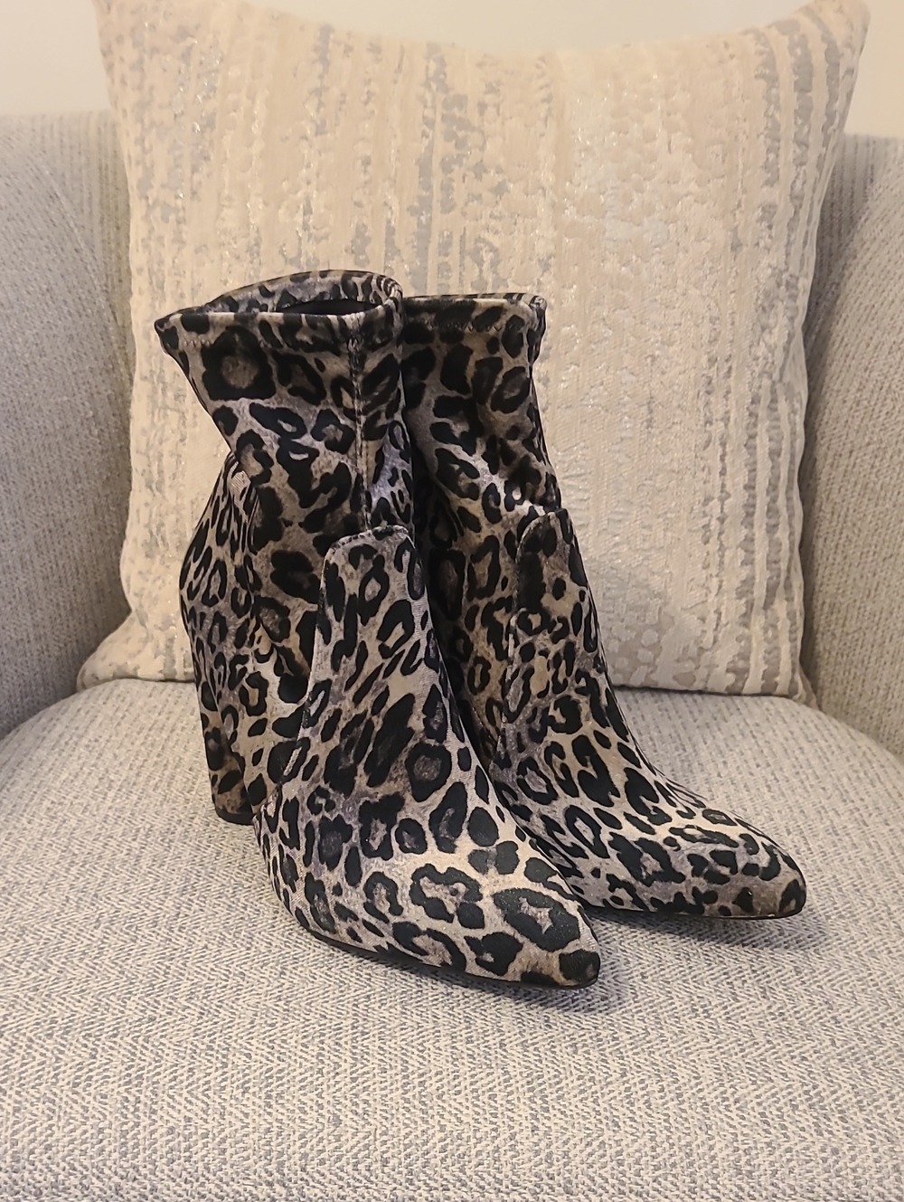 a new day Leopard Print Pointed Ankle Booties in Black and Tan